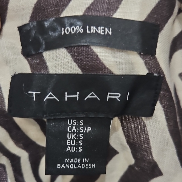 Tahari Black and White Linen Shirt - Picture 2 of 9